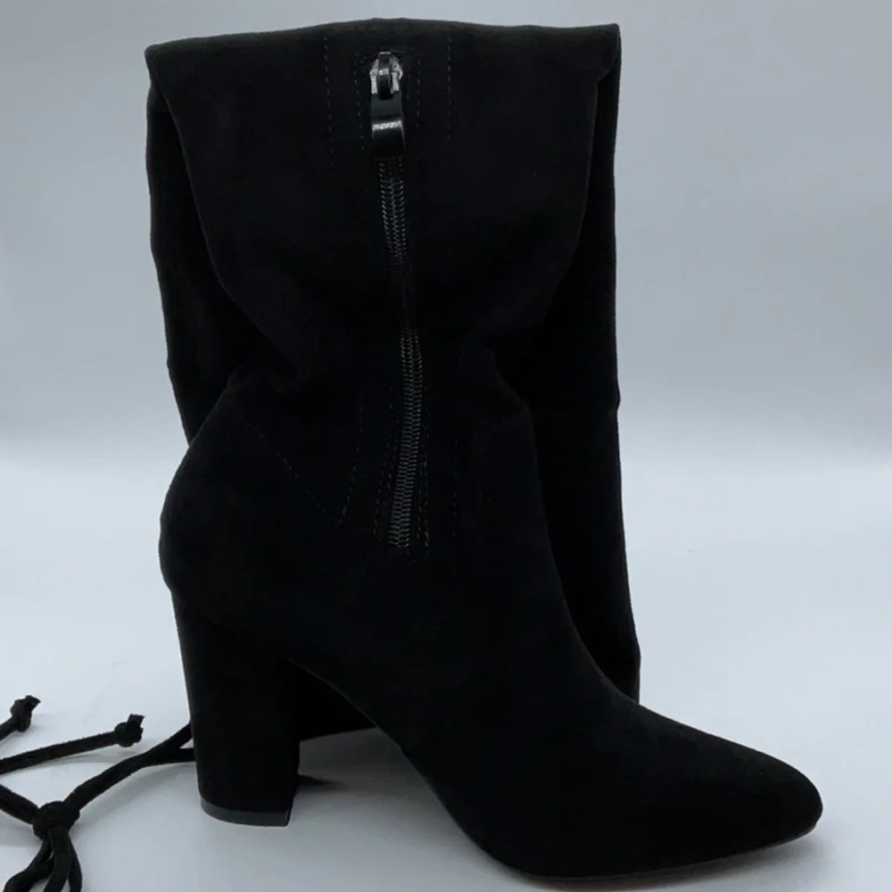 Faux Suede over the knee boots with tie in the back